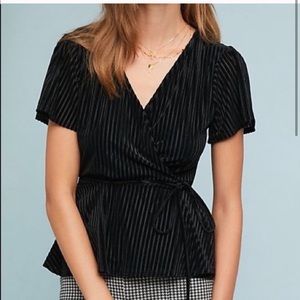 Anthropologie Velvet Peplum Top - Sz S